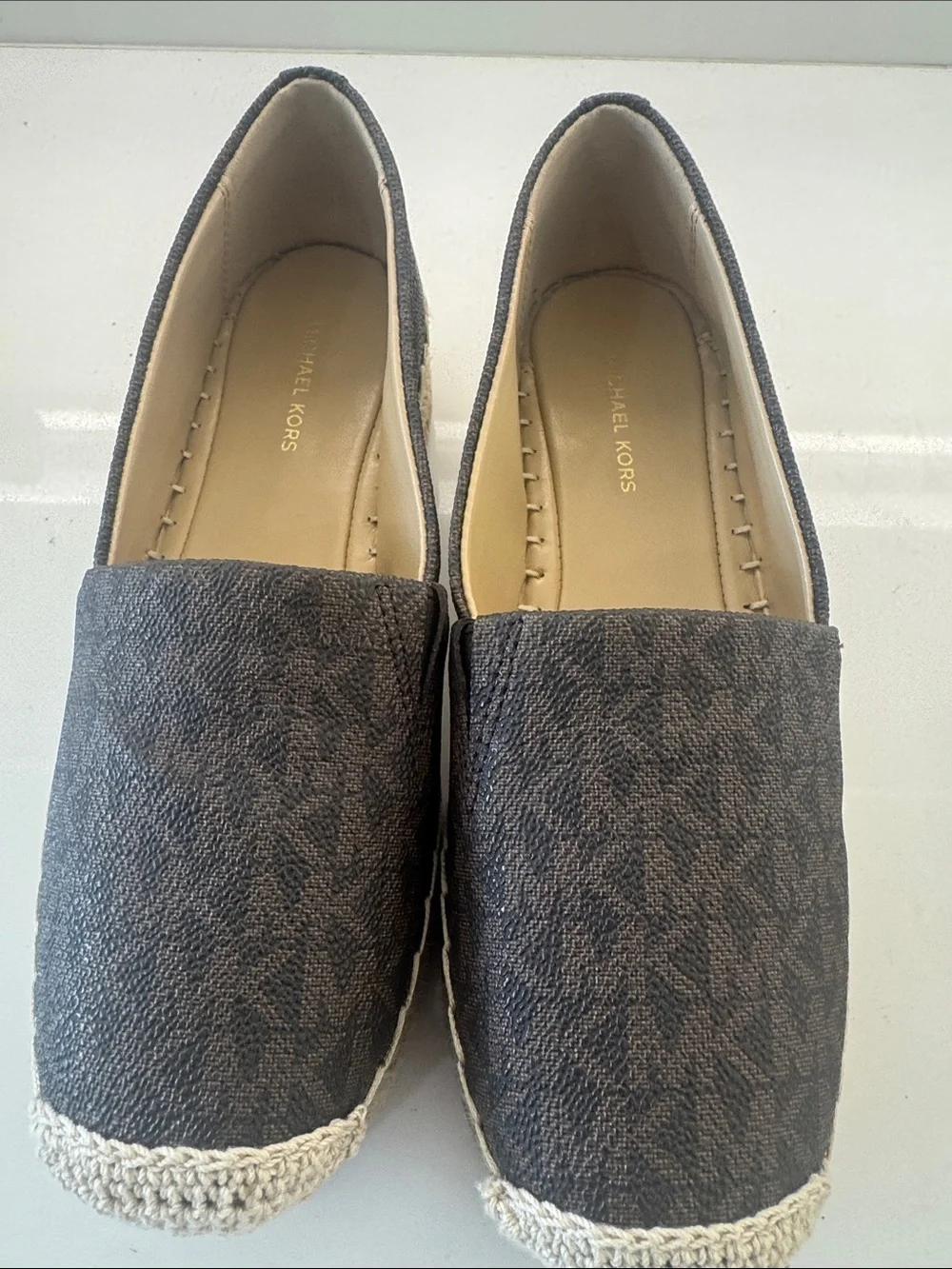 Michael Kors Brown MK Logo Espadrille Flats